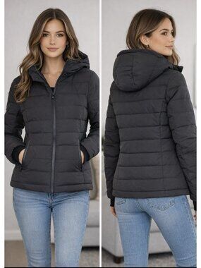 NWT Michael Kors Lightweight Jacket Puffer Hood Packable Down Black L $190